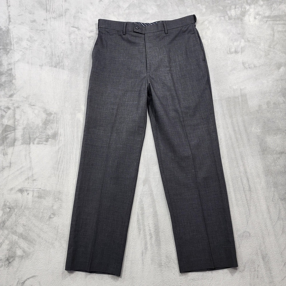 Louis Raphael Luxe Pants Mens 34x30 Gray Flat Front Wool Dress Office Business